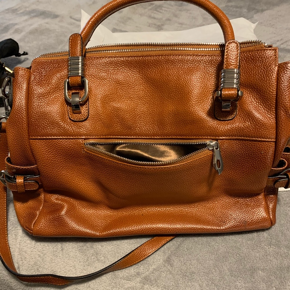 Rich Brown Pebble Leather Shoulder Handbag